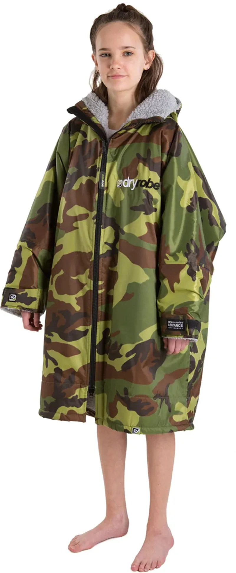 Dryrobe Kids Advance Long Sleeve Robe V3 10-13 yrs Camo Grey-3